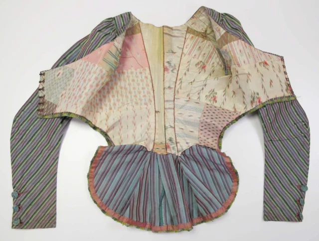 🧵Friday Finery🧵

Jacket, Late 18th c., French

This stunning jacket is a wonderful example of that often-repeated costumer saying - piecing IS period!
 
While this jacket would be designed to be worn over a gown, lining the garment was still an essential step in it's longevity, and construction. The outer of the jacket is made from a luxurious striped silk, however, the inside is lined with a time capsule of fashionable materials from years gone by, with even the tiniest patches of fabric utilized to their full potential! 

2010.151, The Metropolitan Museum of Art.
⁠.
.
.
#sewing #learntosew #fashionhistory #historicalclothing #18thcenturyfashion #sewingtutorial